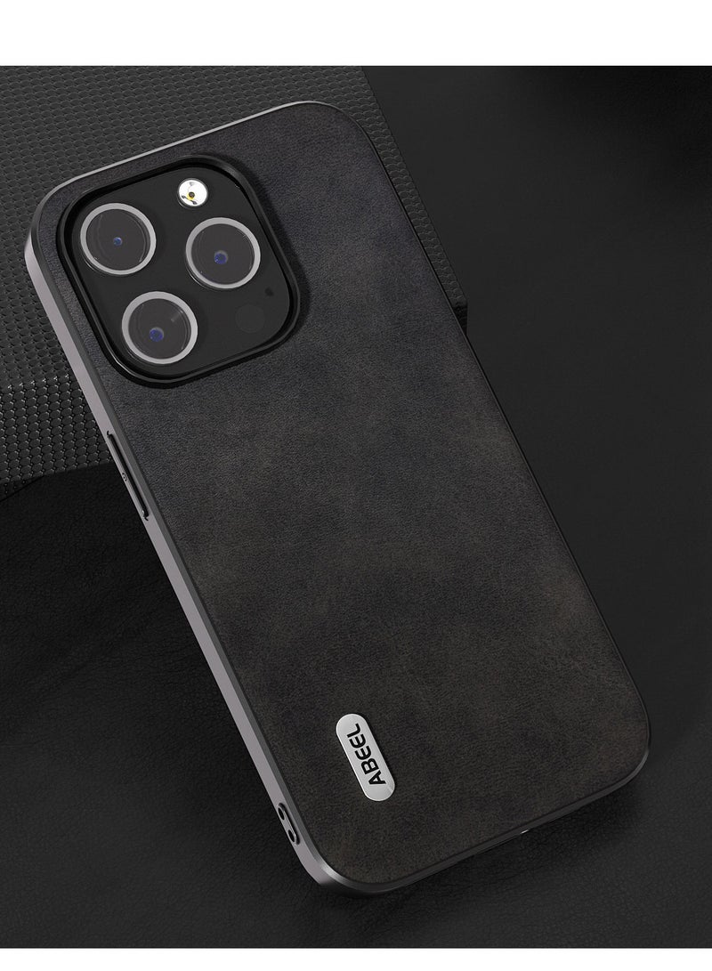 GULFLINK PU Leather Case Slim Luxury Business Non-Slip Grip Rugged Shockproof Full Body Protective Case for iPhone 15 Pro Black - Image 2