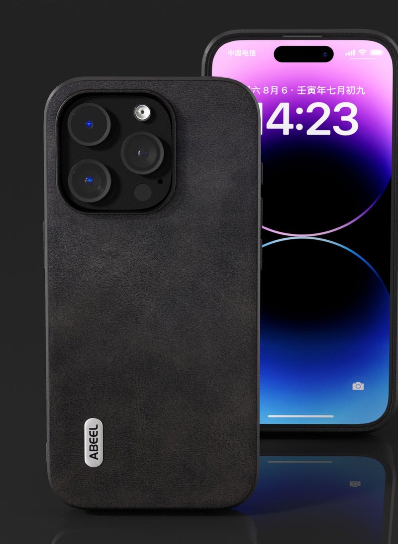 GULFLINK PU Leather Case Slim Luxury Business Non-Slip Grip Rugged Shockproof Full Body Protective Case for iPhone 15 Pro Black - Image 1