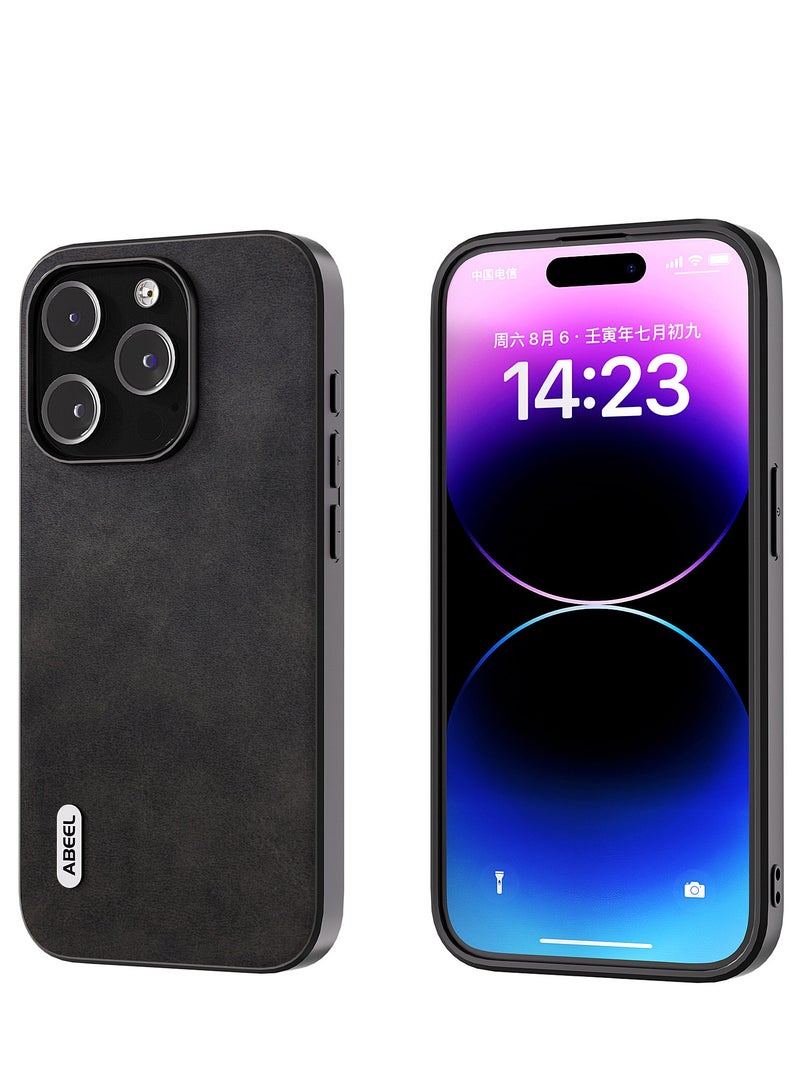 GULFLINK PU Leather Case Slim Luxury Business Non-Slip Grip Rugged Shockproof Full Body Protective Case for iPhone 15 Pro Black - Image 3