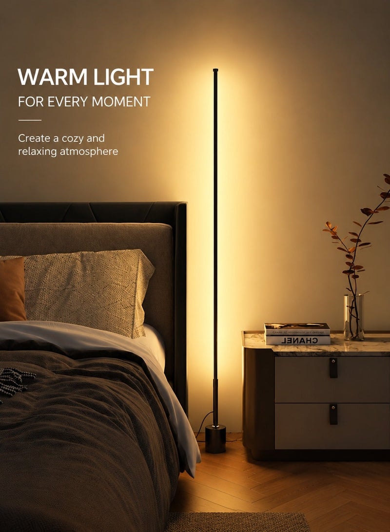 ARNOTEC 140cm LED Floor Lamp | 3-Color Dimmable Eye Protection Standing Lamp with Remote Control | Modern Atmosphere Light for Living Room, Bedroom & Study (UK Plug) - Image 2