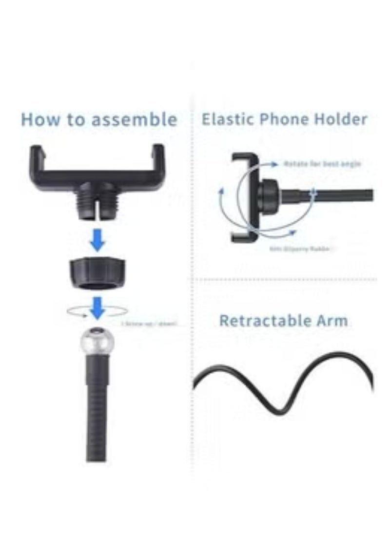 JAJEEK Selfie Ring Light with Cell Phone Holder Stand for Live Stream/Makeup, LED Camera Lighting [3-Light Mode] with Flexible Arms Compatible with Cell Phones and Camera - Image 3