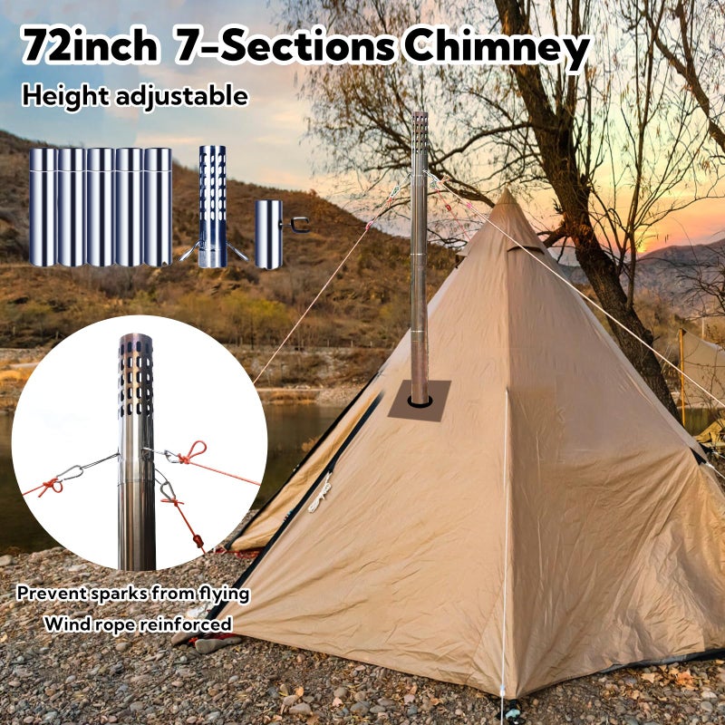Huskfirm Wood Burning Stove,Tent Stove for Heating,Folding Portable Wood Stove for Tent,Cooking,Courtyard,Camping Stove include Chimney Pipes and Spark Arrestor, Black-LOGO - Image 2