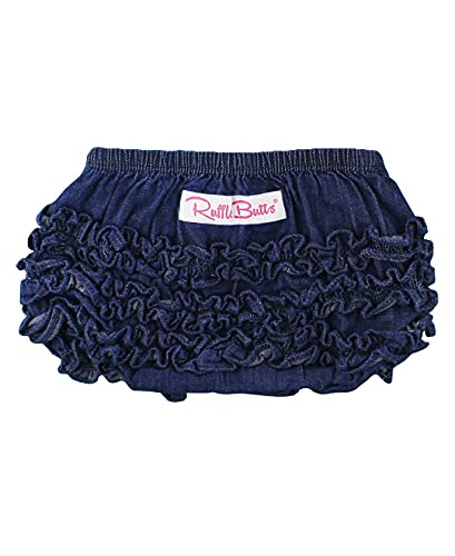 RuffleButts® Baby/Toddler Girls Denim Jean Ruffled Diaper Cover - 6-12m - Image 1