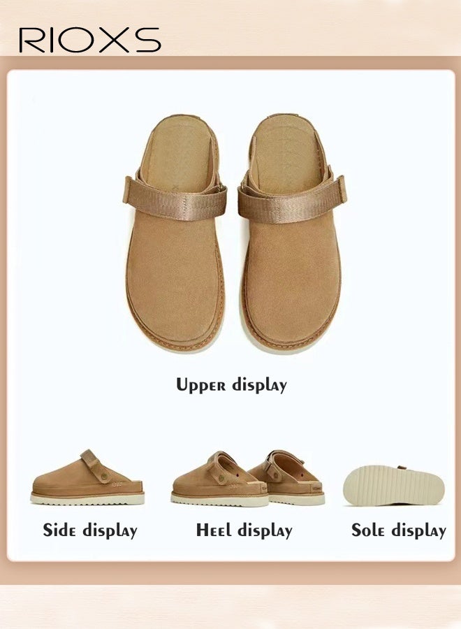 ريوكس أحذية النساء المطاطية، أحذية ملابس للنساء، أحذية ملابس ذات منصات وجلد، أحذية مطاطية مع حزام قابل للتعديل، أحذية ناعمة خفيفة الوزن ذات أرجل سميكة ومغطاة بجلد، أحذية مقاومة للانزلاق تُغلق الأصابع، أحذية جلد تدعم القوس للاستخدام في البستنة/مشي الكلب/الجري/الاسترخاء في المنزل، أحذية عصرية - Image 5