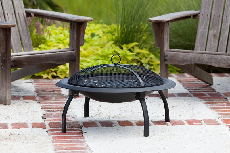 Fire Sense 60873 Fire Pit Portable Folding Round Steel with Folding Legs Wood Burning Lightweight Included Carrying Bag & Screen Lift Tool - Black - 22" - Image 2