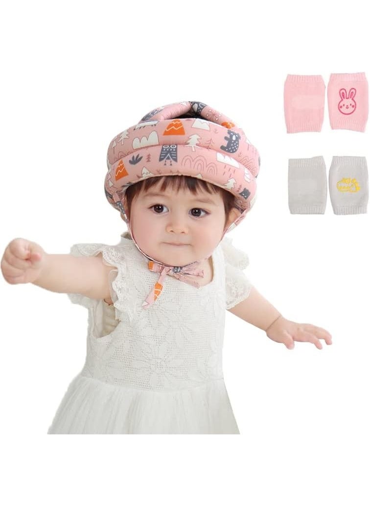 Nadrab Baby Head Protector Infant Toddlers Safety Helmet Hat for Walking Crawling Bumper Hat Head Protective Cushion Baby Headguard Bonnet with 2 Pairs Knees Pads Lightweight Breathable Adjustable - Image 1