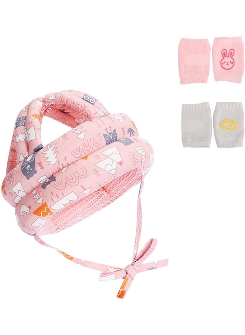 Nadrab Baby Head Protector Infant Toddlers Safety Helmet Hat for Walking Crawling Bumper Hat Head Protective Cushion Baby Headguard Bonnet with 2 Pairs Knees Pads Lightweight Breathable Adjustable - Image 5
