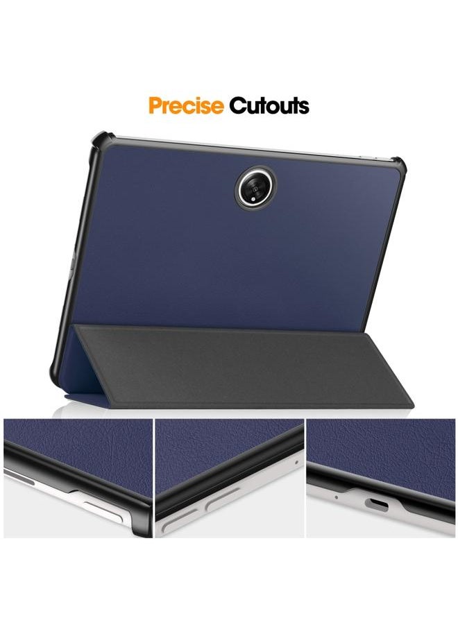 OnePlus Pad Custer Pure Color 3 Fold Holder Smart Leather Tablet Case Dark Blue