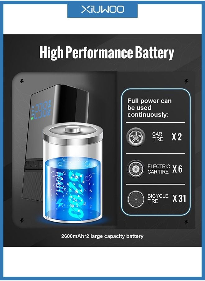 XiuWoo - Portable Wireless USB Rechargeable Tire Inflator with LED Digital Gauge - Image 1