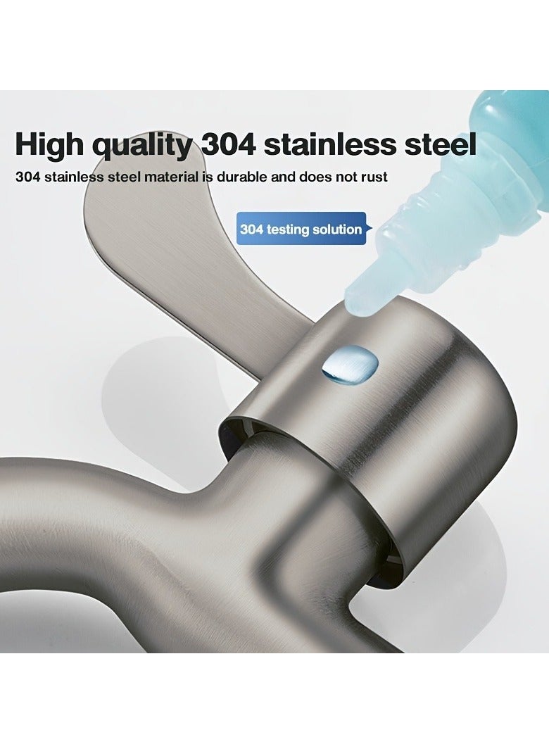 1 Inlet 2 Outlet Double Heads Dual Use Single Cold Washing Machine Water Faucet Tap For Home Tool(1pc)  - Image 3