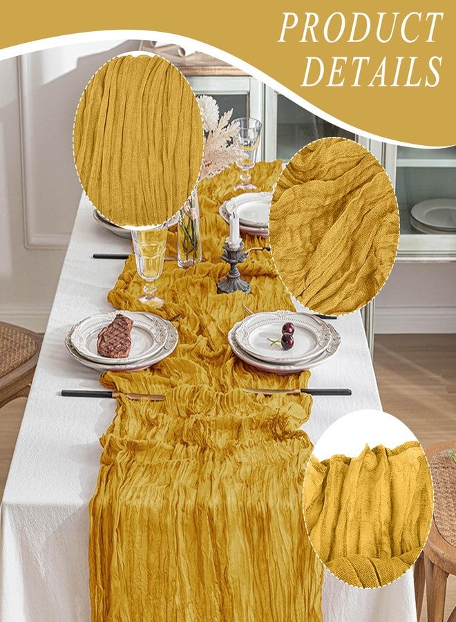 KEEPSHOWING 12 Pack Cheesecloth Table Runner, 10ft Rustic Sheer Runner Gauze Boho Wedding Decor Romantic Table Runner for Wedding Bridal Shower Birthday Party(35" x 119")(Ginger) - Image 3