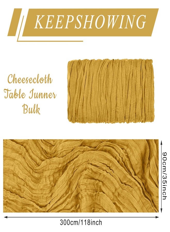 KEEPSHOWING 12 Pack Cheesecloth Table Runner, 10ft Rustic Sheer Runner Gauze Boho Wedding Decor Romantic Table Runner for Wedding Bridal Shower Birthday Party(35" x 119")(Ginger) - Image 2