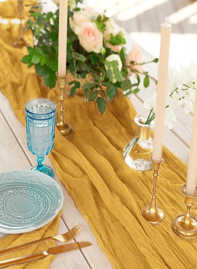 KEEPSHOWING 12 Pack Cheesecloth Table Runner, 10ft Rustic Sheer Runner Gauze Boho Wedding Decor Romantic Table Runner for Wedding Bridal Shower Birthday Party(35" x 119")(Ginger) - Image 4