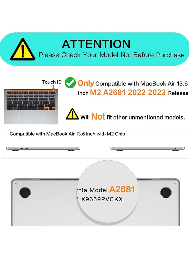 متوافق مع حافظة MacBook Air مقاس 13.6 بوصة إصدار 2022 2023، شريحة A2681 M2 مع شاشة عرض شبكية العين السائلة ومعرف اللمس، غطاء حماية من البلاستيك الصلب، وردي طباشيري - Image 3