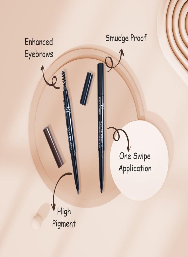 Half N Half Eye Brow Artist Long Lasting Automatic Eyebrow Pencil & Brush | Sleek spoolie brush | Long-Lasting & Natural looking results | retractable pencil easy to use | Perfect arch - Brown - Image 4
