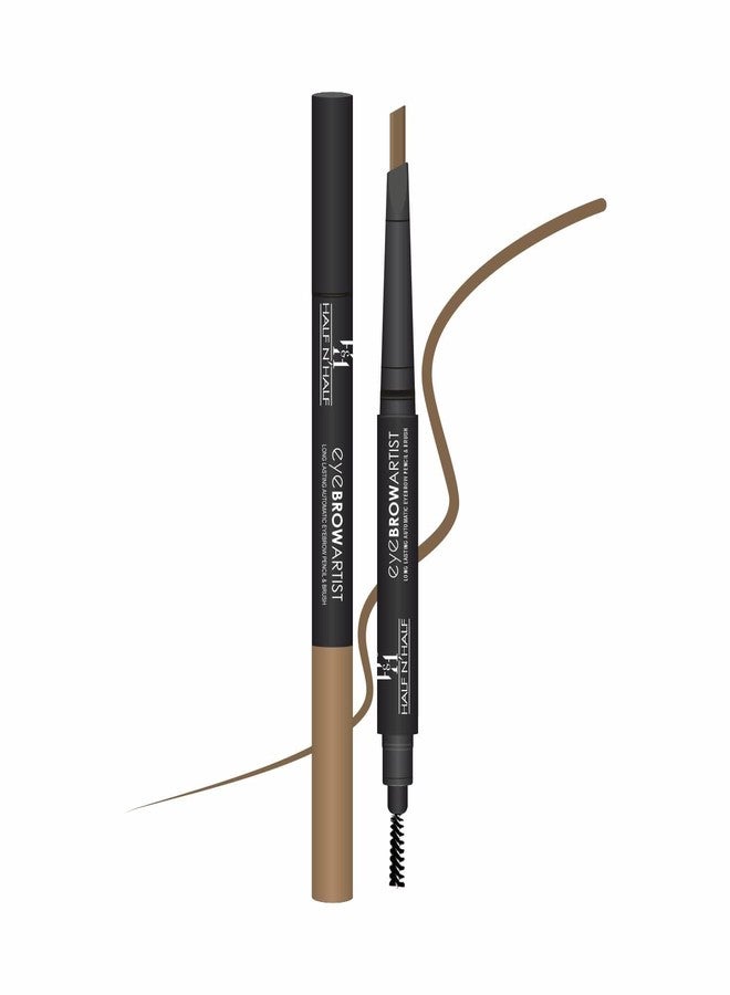 Half N Half Eye Brow Artist Long Lasting Automatic Eyebrow Pencil & Brush | Sleek spoolie brush | Long-Lasting & Natural looking results | retractable pencil easy to use | Perfect arch - Brown - Image 1