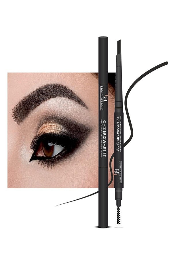 Half N Half Eye Brow Artist Long Lasting Automatic Eyebrow Pencil & Brush | Sleek spoolie brush | Long-Lasting & Natural looking results | retractable pencil easy to use | Perfect arch - Brown - Image 2