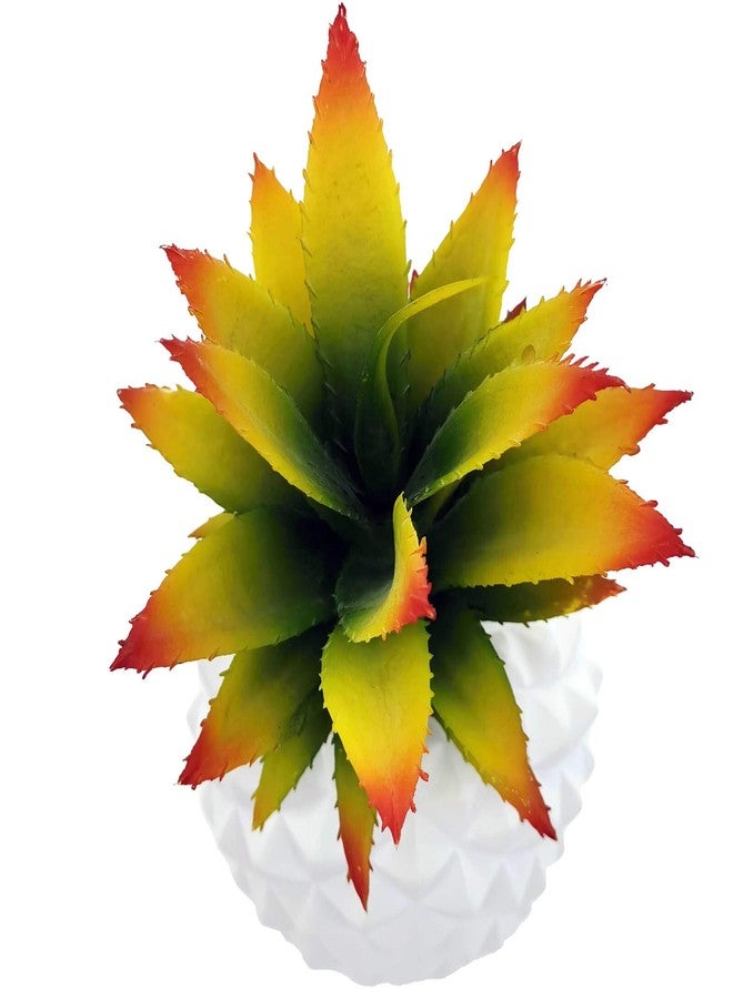 BLASCOOL Artificial Succulent Potted Pineapple Decor - Fake Pineapple Home Office Kitchen Table Decoration (White) - Image 3