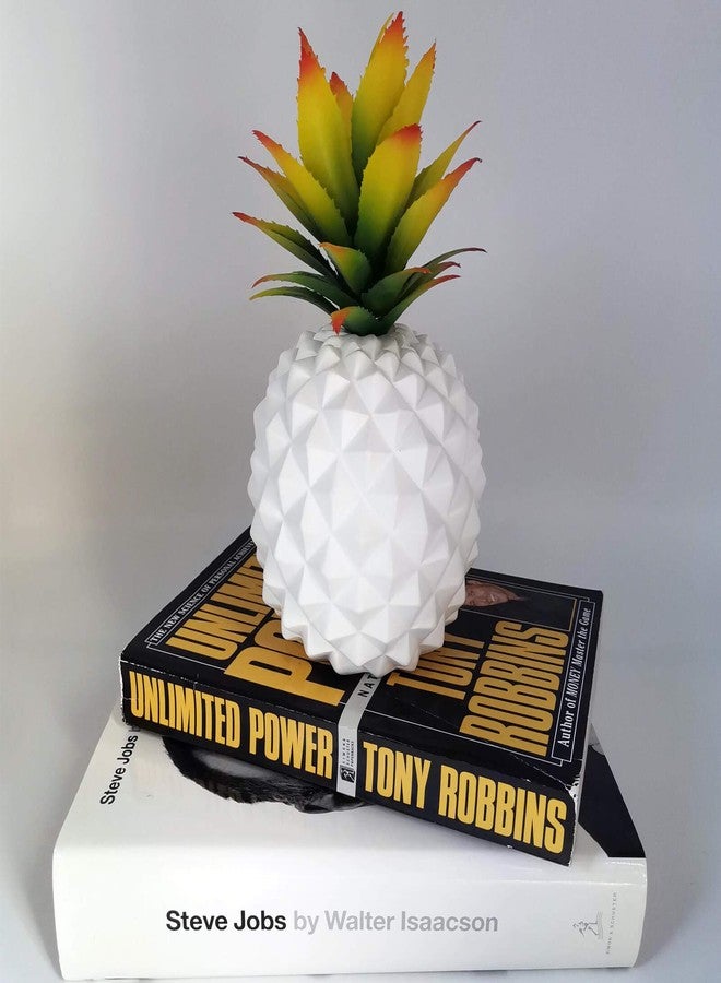 BLASCOOL Artificial Succulent Potted Pineapple Decor - Fake Pineapple Home Office Kitchen Table Decoration (White) - Image 5