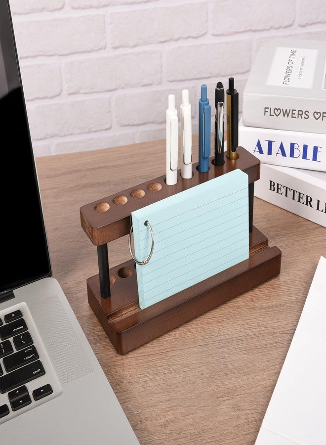HEBYJO Wooden Pen Holder for Desk, Wood Pencil Holder Fountain Pens Display Stand with 9 Slots and Phone Holder, Stylish Office Desk Decor, Pen Organizer for Office, Home - Image 4