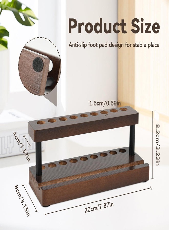 HEBYJO Wooden Pen Holder for Desk, Wood Pencil Holder Fountain Pens Display Stand with 9 Slots and Phone Holder, Stylish Office Desk Decor, Pen Organizer for Office, Home - Image 2
