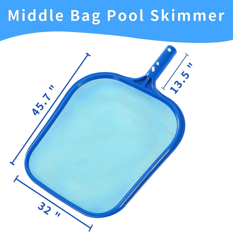 Loiyadn Pool Skimmer - Pool Skimmer Net Flat Screen Head and Long Square Deep Net Head Combination, Width 10.4''/ 14.5'', Skimmer Net with Fine Mesh Net for Cleaning Leaf of Swimming Pools, Blue - Image 2