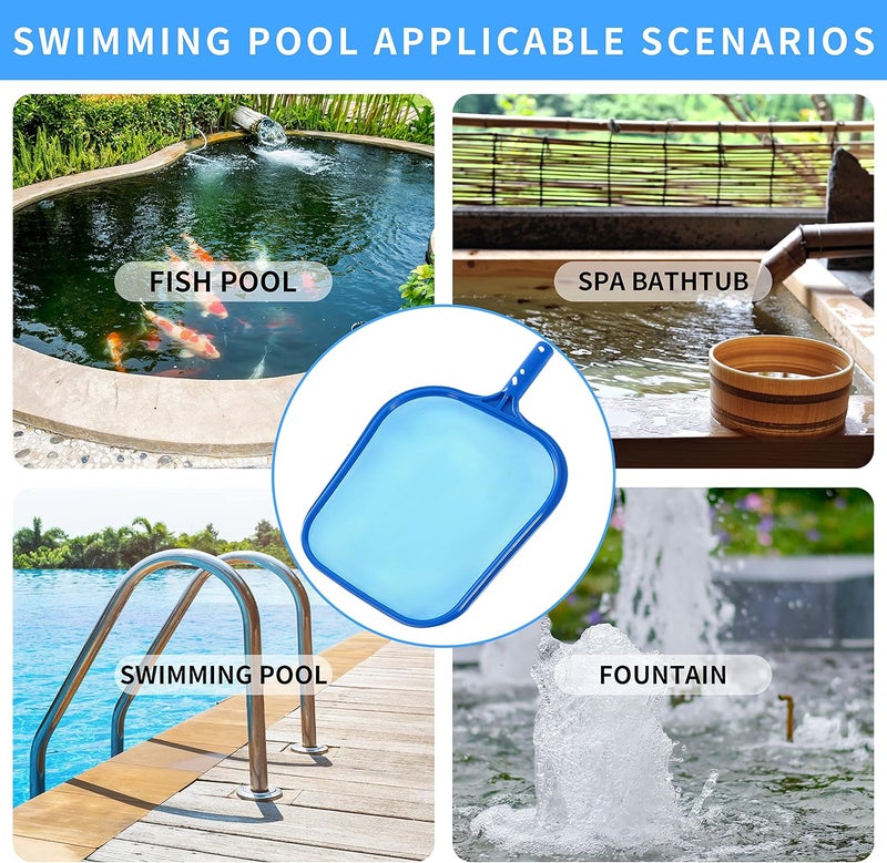 Loiyadn Pool Skimmer - Pool Skimmer Net Flat Screen Head and Long Square Deep Net Head Combination, Width 10.4''/ 14.5'', Skimmer Net with Fine Mesh Net for Cleaning Leaf of Swimming Pools, Blue - Image 4
