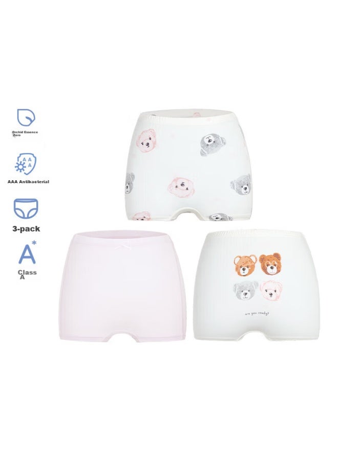 Aimer kids Aimer Children's Underwear, Girls' Spring And Summer 3a Antibacterial Modal Mid-rise Boyshorts, Bear Pattern, Size 110 - Image 2