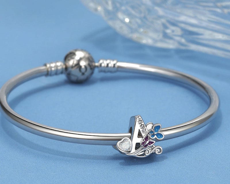 SHBOAZED S925 Sterling Silver Butterfly Initial Letter Charms Fit for Pandora Charms Bracelets and Necklace Alphabet Bead Charms Jewelry Gifts for Women A - Image 5