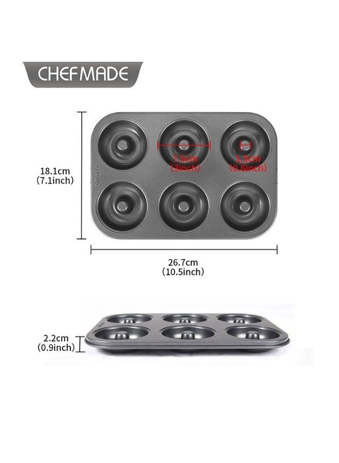 chefmade 6-Cavity Hollow Round Donut Mold - Black - Image 4
