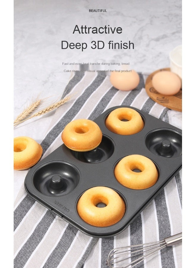 chefmade 6-Cavity Hollow Round Donut Mold - Black - Image 2