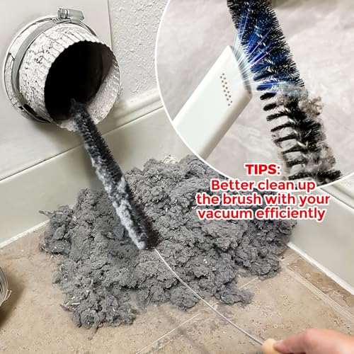 Holikme Dryer Vent Cleaner Kit Clothes Dryer Lint Brush Vent Trap Cleaner Home Essentials Long Flexible Vacuum Brush - Image 3