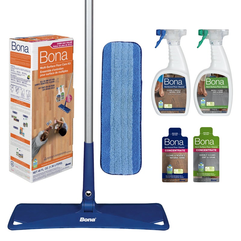 Bona Multi-Surface Floor Care Kit - Includes Microfiber Mop, Microfiber Cleaning Pad, Hardwood Floor Cleaning Solution, and Multi-Surface Floor Cleaning Solution - Kit for Hard Floors - Image 1
