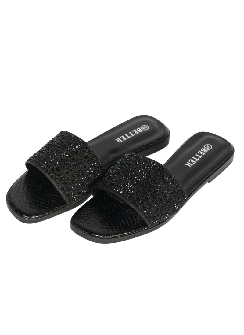 Better - Ladies Flat Sandal Black - Image 1