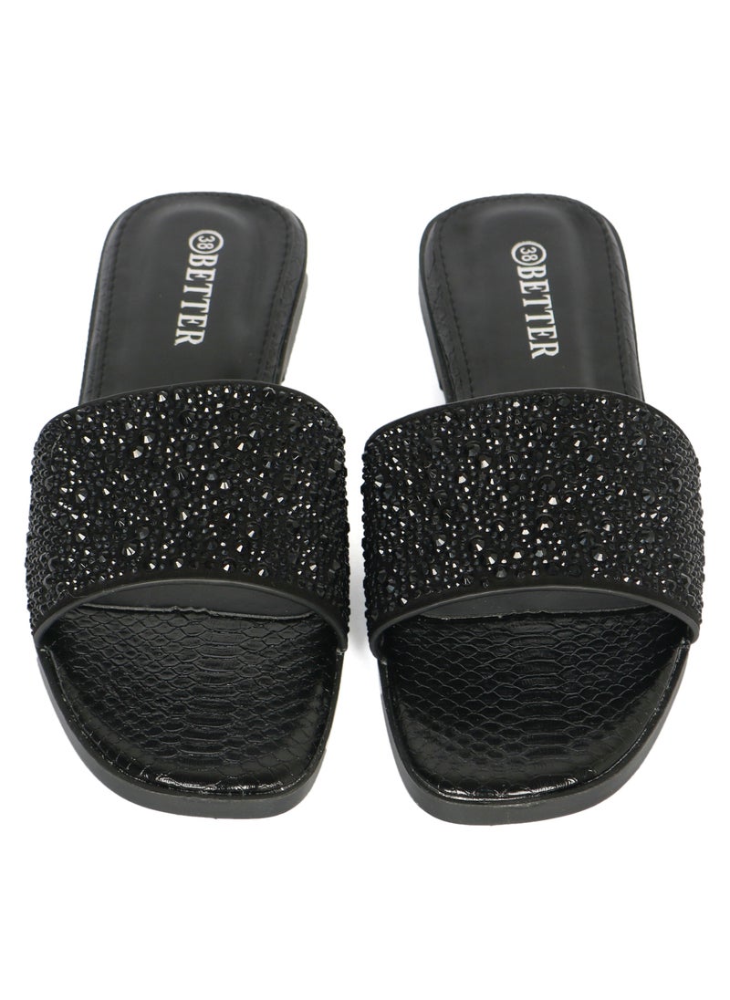 Better - Ladies Flat Sandal Black - Image 1