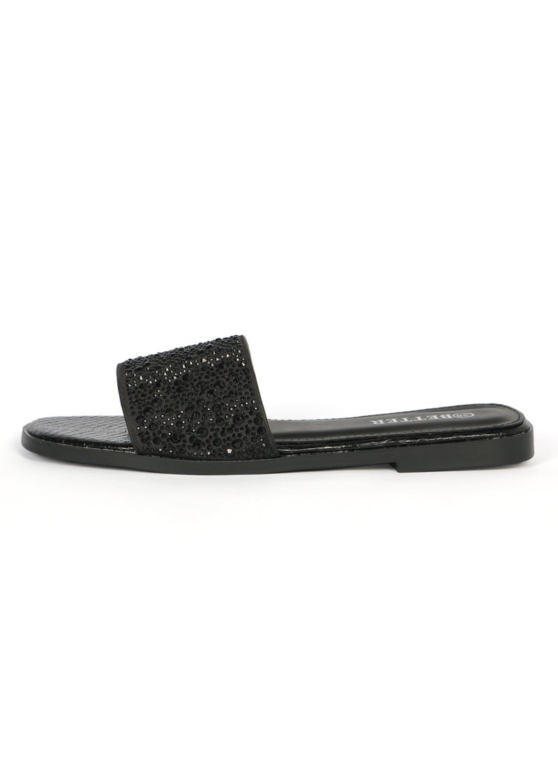 Better - Ladies Flat Sandal Black - Image 1