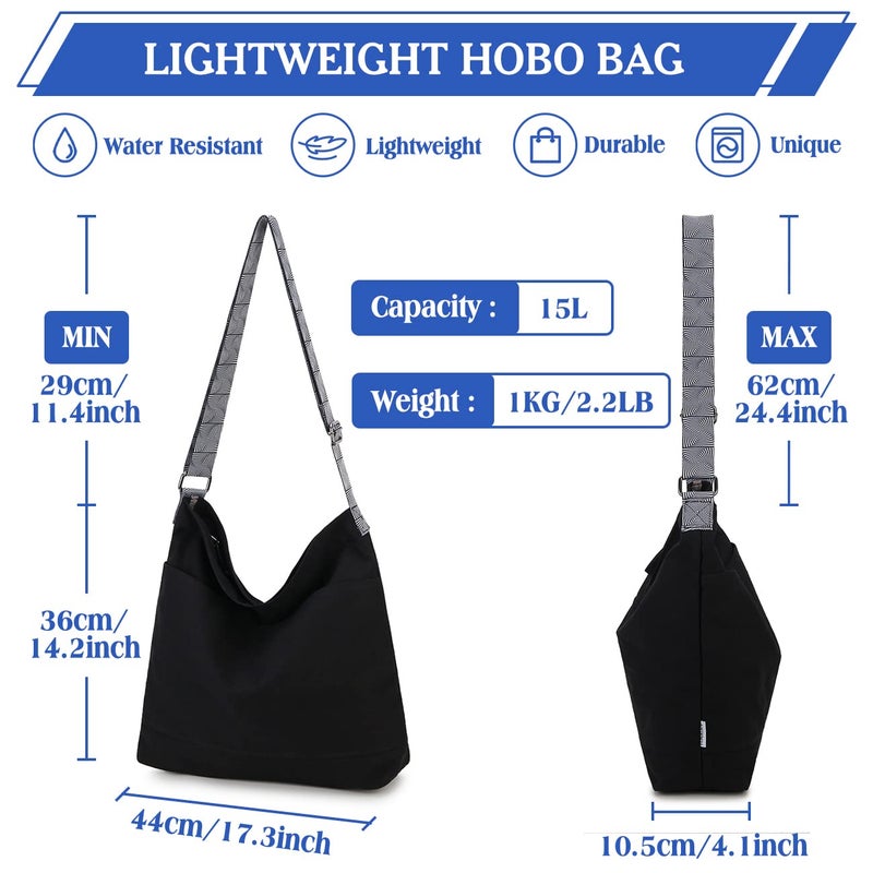 VX VONXURY Crossbody Bag,Lightweight Canvas Shoulder Tote for Women Water Resistant Top Zip Hobo Purse with Adjustable Strap - Image 4
