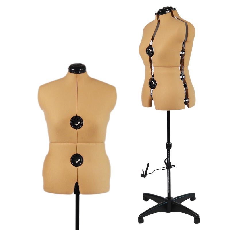 PDM WORLDWIDE Turmeric Adjustable Dress Form Mannequin for Sewing Female Size 6-14, Pinnable Model Body with 13 Dials, Detachable Casters, 42.5"-60" Height Range for Clothing Display, Small to Medium - Image 1