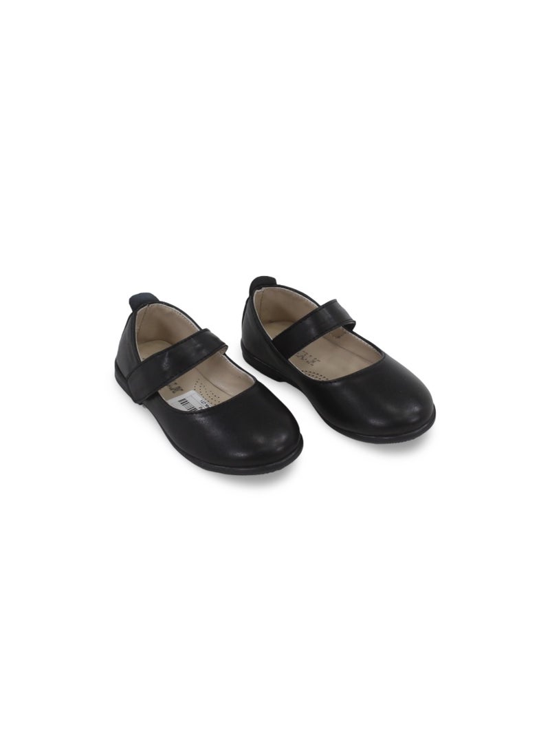 EASY Baby Girls Leather Ballerina – Matte Black - Image 1
