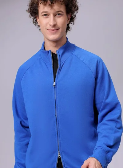 شركة المرآب الهندية Men Relaxed Fit Solid High neck Front Open High Neck Sweatshirt