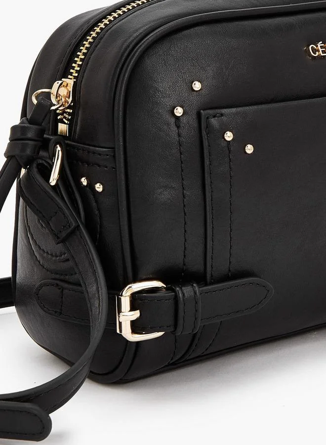 Celeste BLACK Solid Crossbody Bag With Zip Closure for Women | Best Price UAE