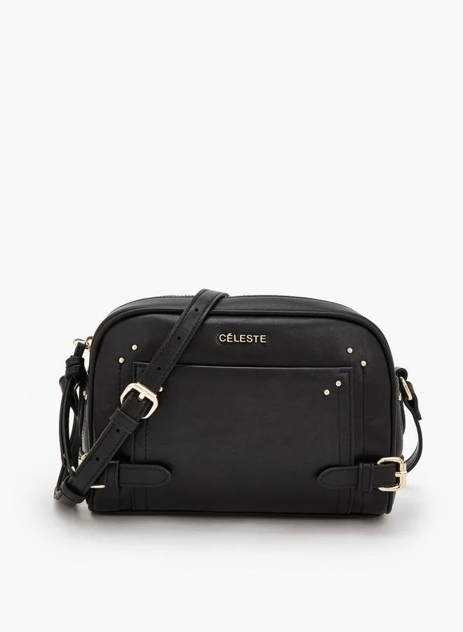 Solid Crossbody Bag With Zip Closure