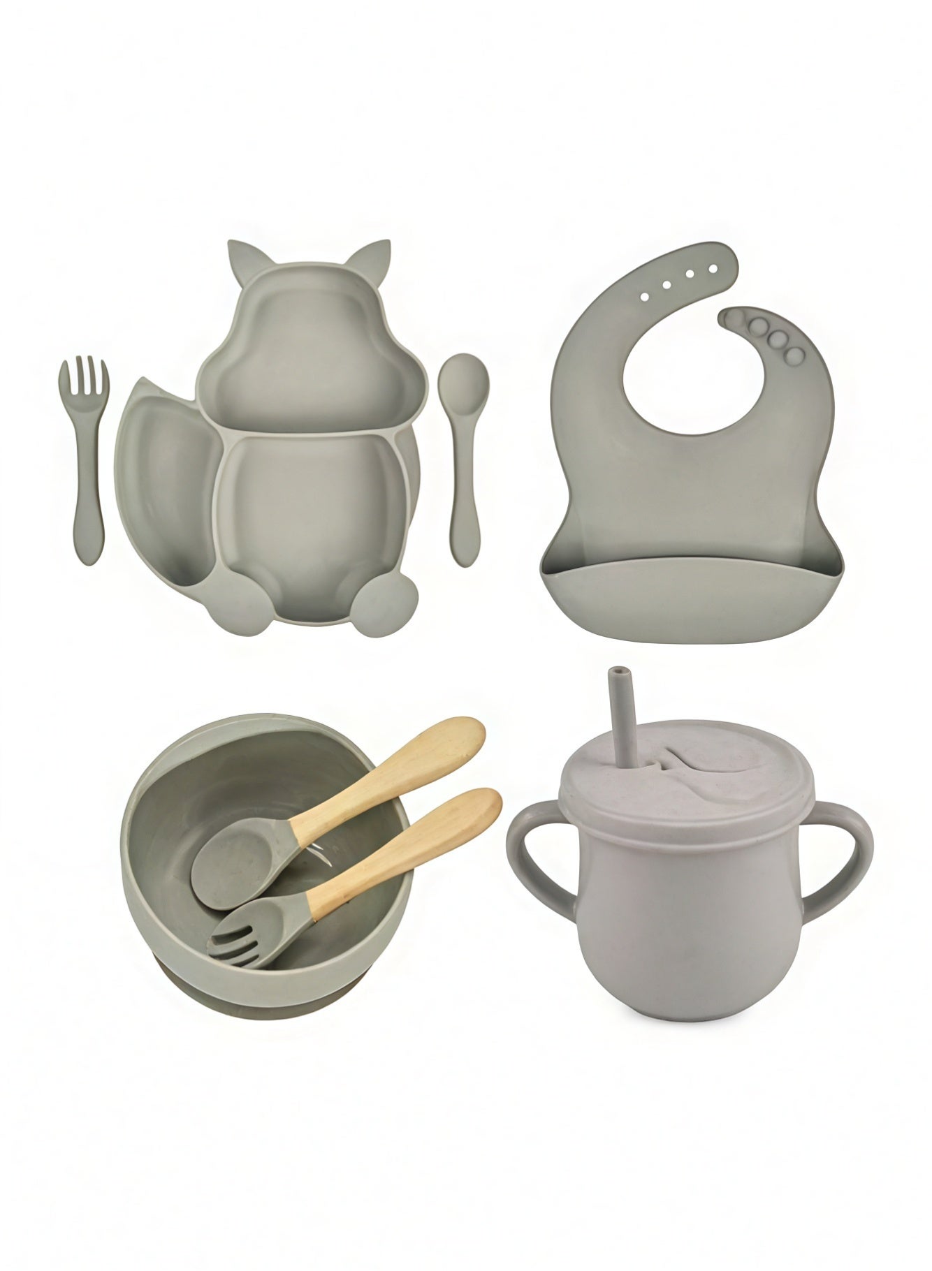 DOOKOO 8-Piece Baby Feeding Set, Baby Cutlery and Plates Set, Non-Slip Infant Dinnerware Set. Baby Tableware Set With Suction Bowl Divided Plate,Toddler Weaning Set For Babies, Toddler And Kids