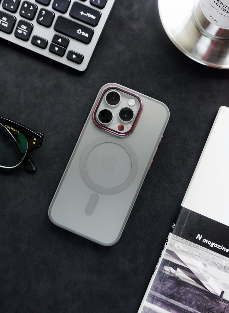 iPhone 15 Pro Max Clear Case with MagSafe Grey - Image 1