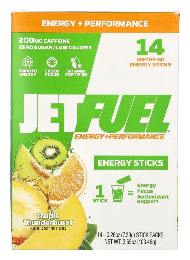 GAT JetFuel® Energy+Performance Energy Sticks Tropic Thunderburst 14 Stick Packs 0.26 oz (7.39 g) Each