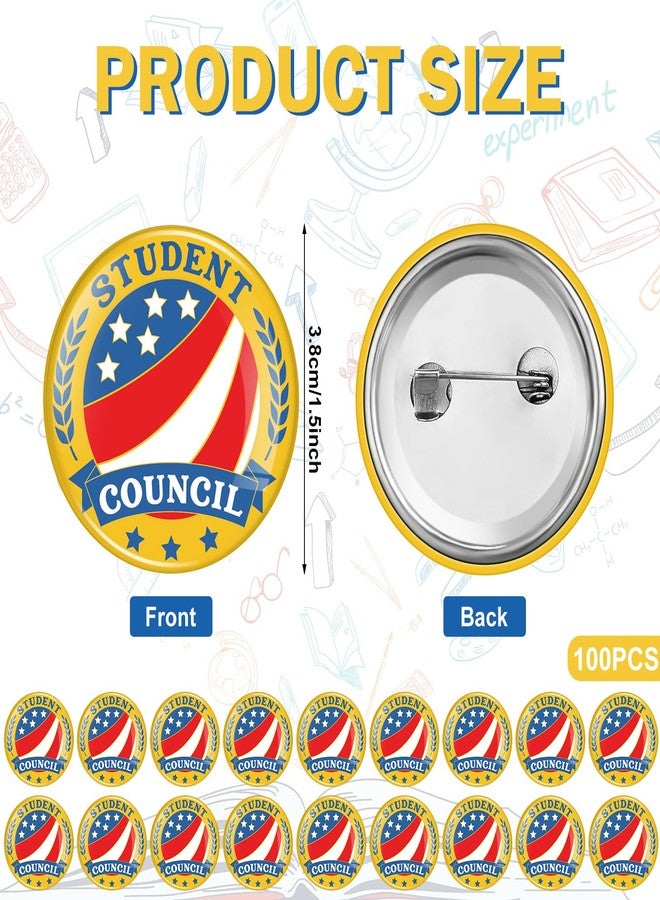 Knitgrip 100 Pcs 1. 5" Award Reward Buttons Pins Bulk Academic Recognition Button Badges Honors Excellence Star Performer Council Graduation Gift Prize for Kid Student(Student Council) - Image 2
