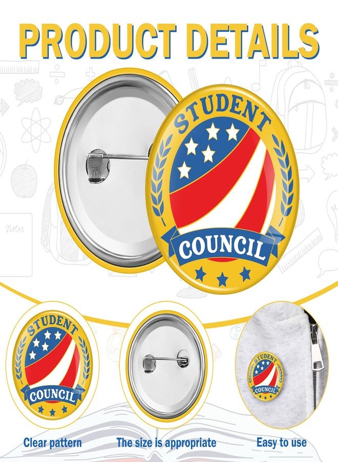Knitgrip 100 Pcs 1. 5" Award Reward Buttons Pins Bulk Academic Recognition Button Badges Honors Excellence Star Performer Council Graduation Gift Prize for Kid Student(Student Council) - Image 3