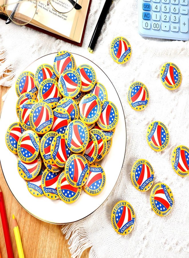 Knitgrip 100 Pcs 1. 5" Award Reward Buttons Pins Bulk Academic Recognition Button Badges Honors Excellence Star Performer Council Graduation Gift Prize for Kid Student(Student Council) - Image 4