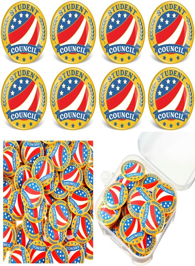 Knitgrip 100 Pcs 1. 5" Award Reward Buttons Pins Bulk Academic Recognition Button Badges Honors Excellence Star Performer Council Graduation Gift Prize for Kid Student(Student Council) - Image 1