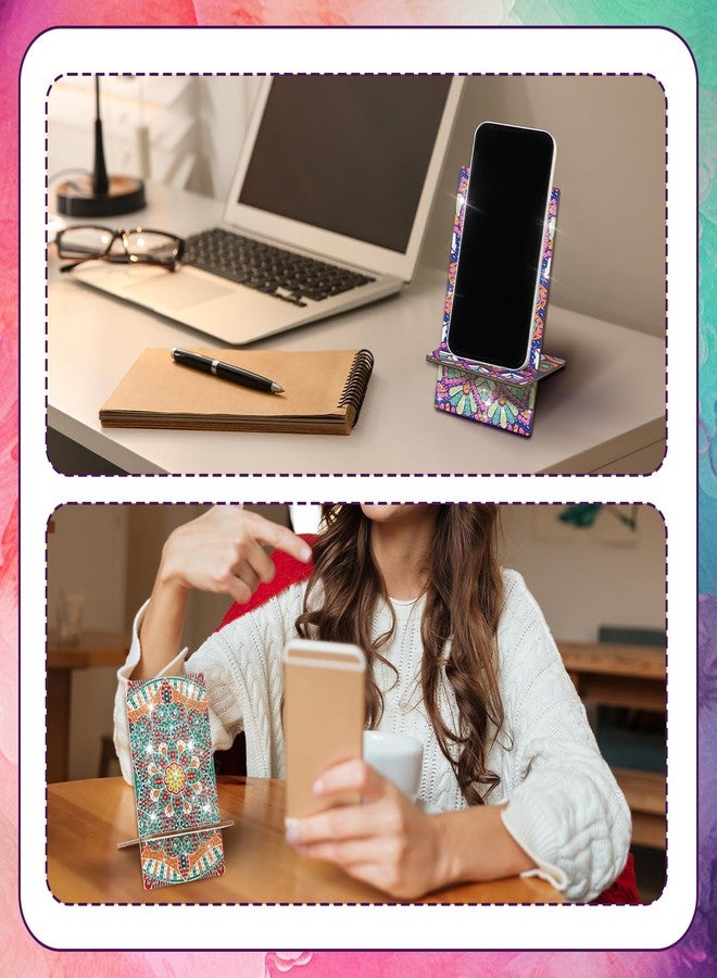 Saillong 4 Pcs Diamond Painting Cell Phone Stand DIY Full Drill Crystal Diamond Art Phone Holder Bling Mandala Painting Art Craft Kits for Beginner Adult - Image 5